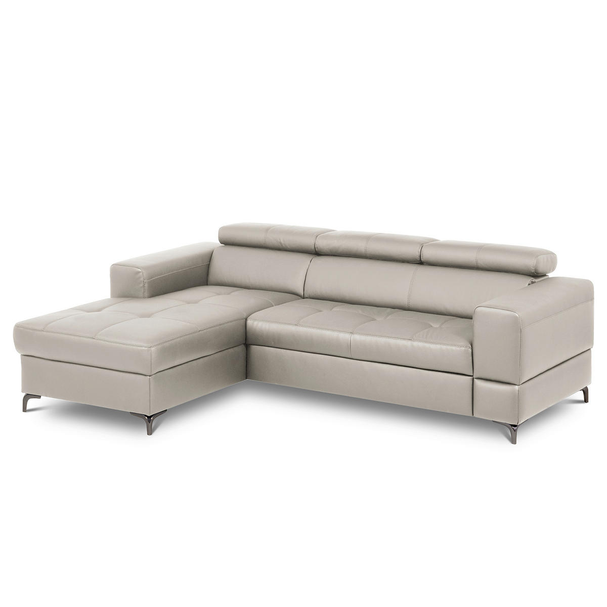 ECKSOFA  in Lederlook Echtleder Platinfarben  173/247 cm  - Platinfarben/Schwarz, Design, Leder/Textil (173/247cm) - Livetastic