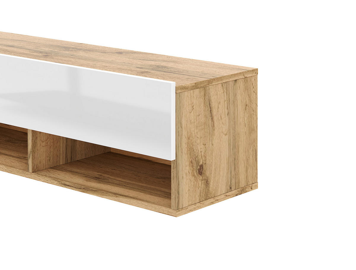 LOWBOARD DERBY  in 100/31,5/32,5 cm  - Weiß Hochglanz/Eiche Wotan, Design, Holzwerkstoff (100/31,5/32,5cm) - Livetastic