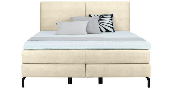 BOXSPRINGBETT 160/200 cm in Beige - Beige/Schwarz, KONVENTIONELL, Textil/Metall (160/200cm) - Dieter Knoll