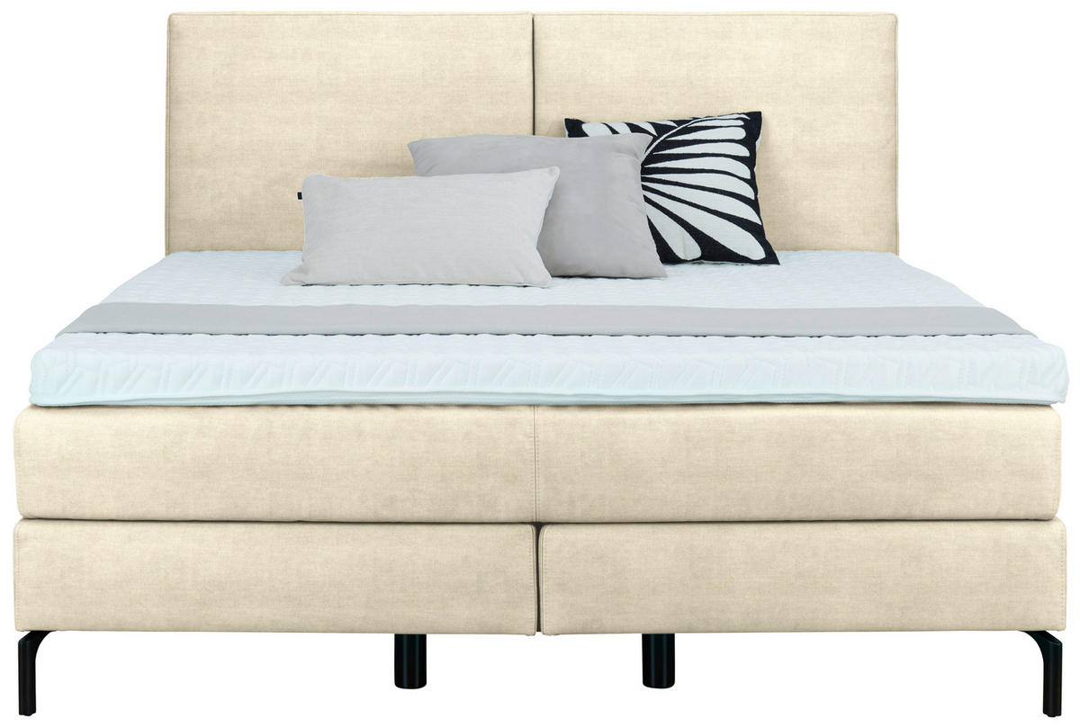 BOXSPRINGBETT 180/200 cm  in Weiss  - Weiss/Schwarz, Konventionell, Textil/Metall (180/200cm) - Dieter Knoll