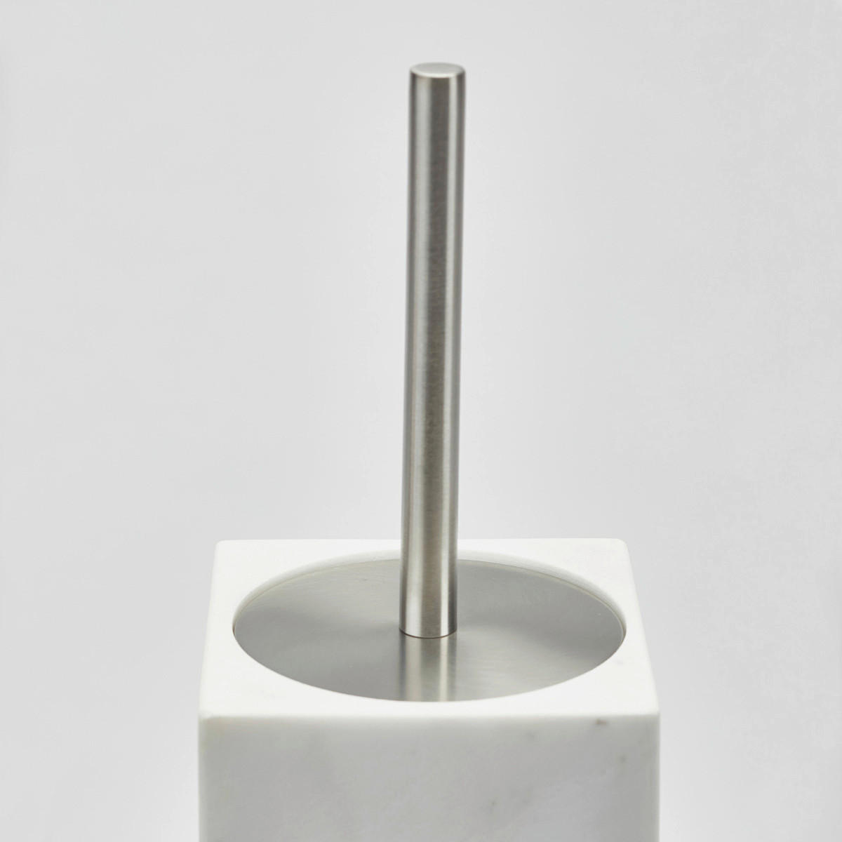 WC-GARNITURA S ŠČETKO - srebrne barve/bela, Konvencionalno, kamen/kovina (9,5/9,5/25cm) - Aquanova