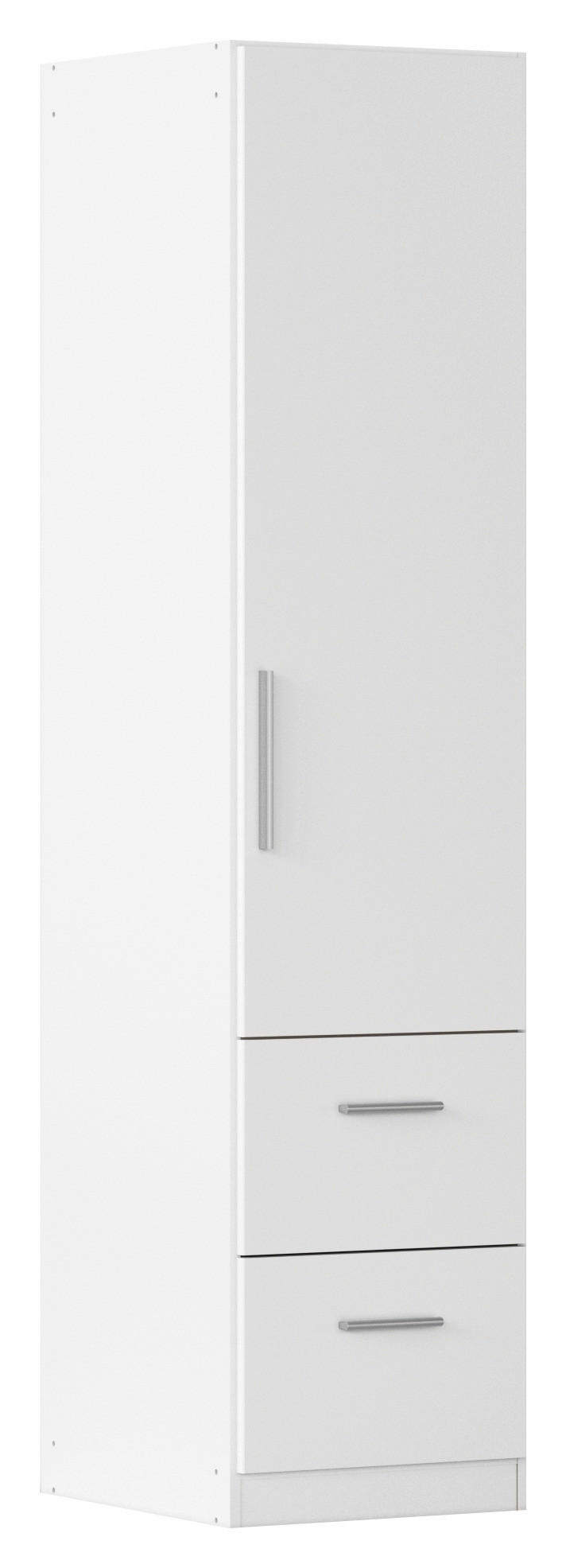 DREHTÜRENSCHRANK Weiss  - Weiss/Alufarben, Konventionell, Holzwerkstoff/Kunststoff (47/197/54cm) - home24
