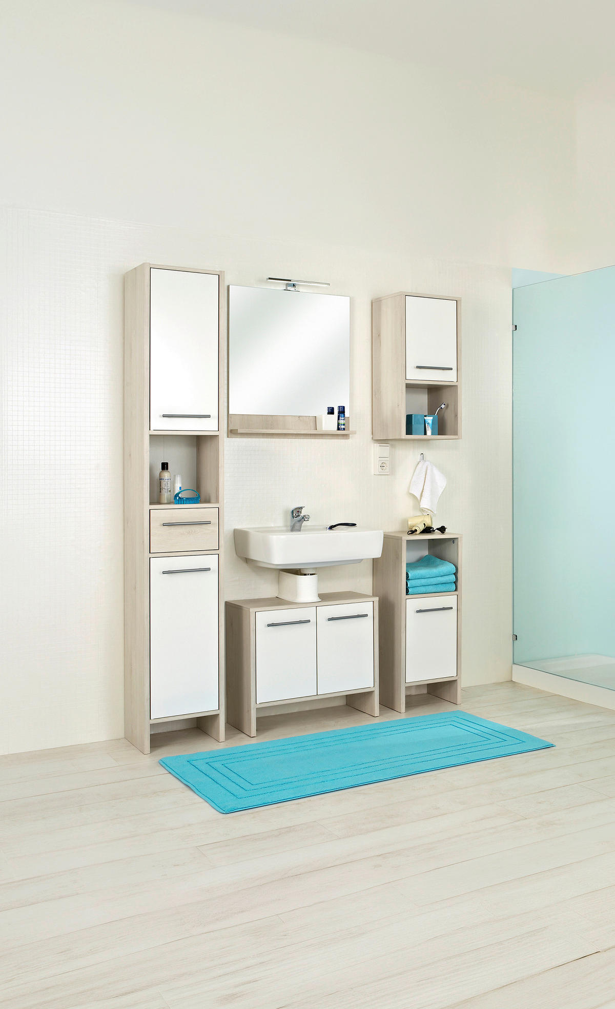 HOCHSCHRANK 33/196/28 cm  - Alufarben/Weiß, KONVENTIONELL, Holzwerkstoff (33/196/28cm) - Carryhome
