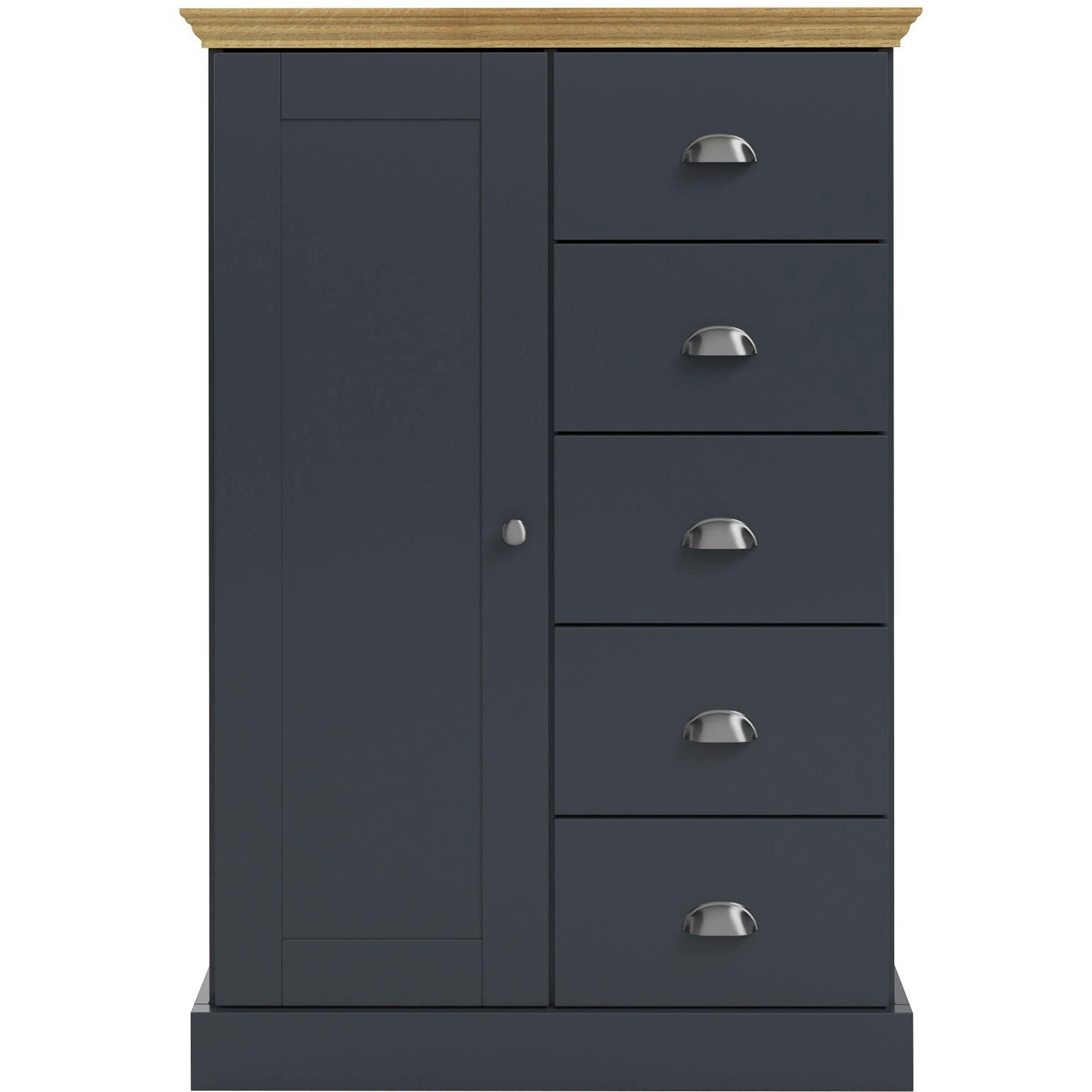 KOMMODE MURCIA, 75/110/35 cm, 5 Schublade(n)  - Eichefarben/Anthrazit, Design, Holzwerkstoff/Metall (75/110/35cm) - Livetastic