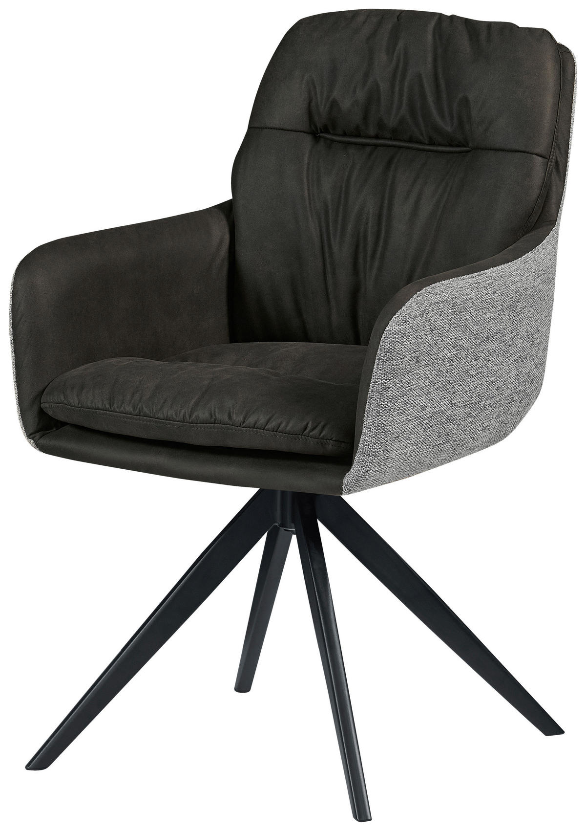 ŽIDLE S PODRUČKAMI, vzhled kůže, splétaný textil, černá - černá, Moderní, kov/textil (57/87/64,5cm) - MID.YOU