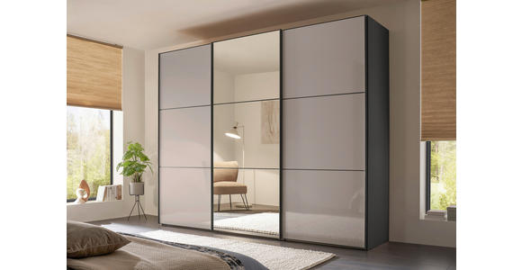 SCHWEBETÜRENSCHRANK 249/222/68 cm 3-türig Anthrazit, Dunkelgrau - Dunkelgrau/Anthrazit, MODERN, Glas/Holzwerkstoff (249/222/68cm) - Moderano