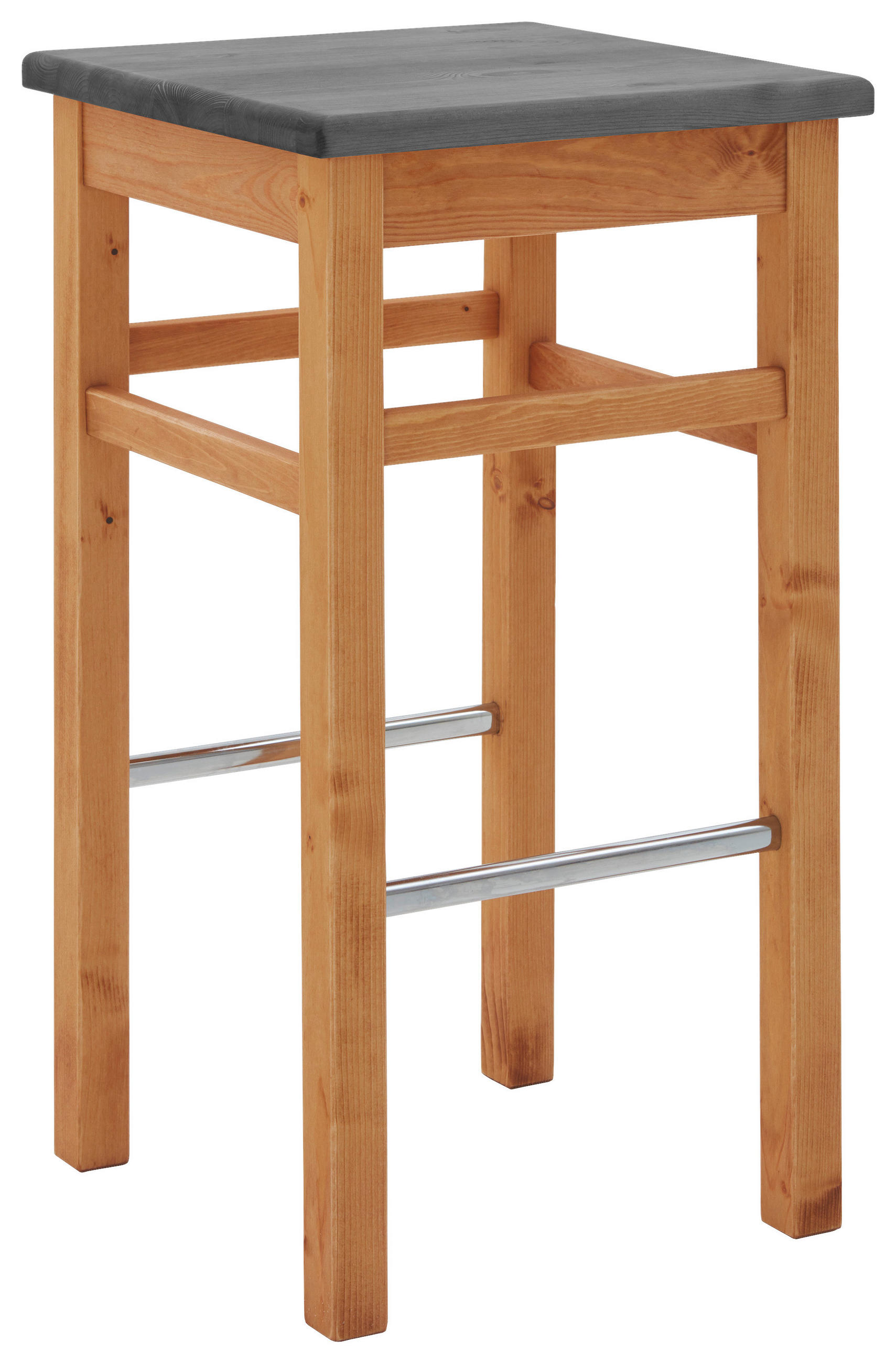 BARHOCKER Laugenfarbig, Grau Kiefer massiv - Laugenfarbig/Grau, ROMANTIK / LANDHAUS, Holz (41/74,5/41cm) - Boxxx