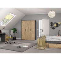 DREHTÜRENSCHRANK in Grau, Eiche Artisan  - Eiche Artisan/Grau, Modern, Holzwerkstoff/Kunststoff (140/194/53cm) - Rauch Möbel