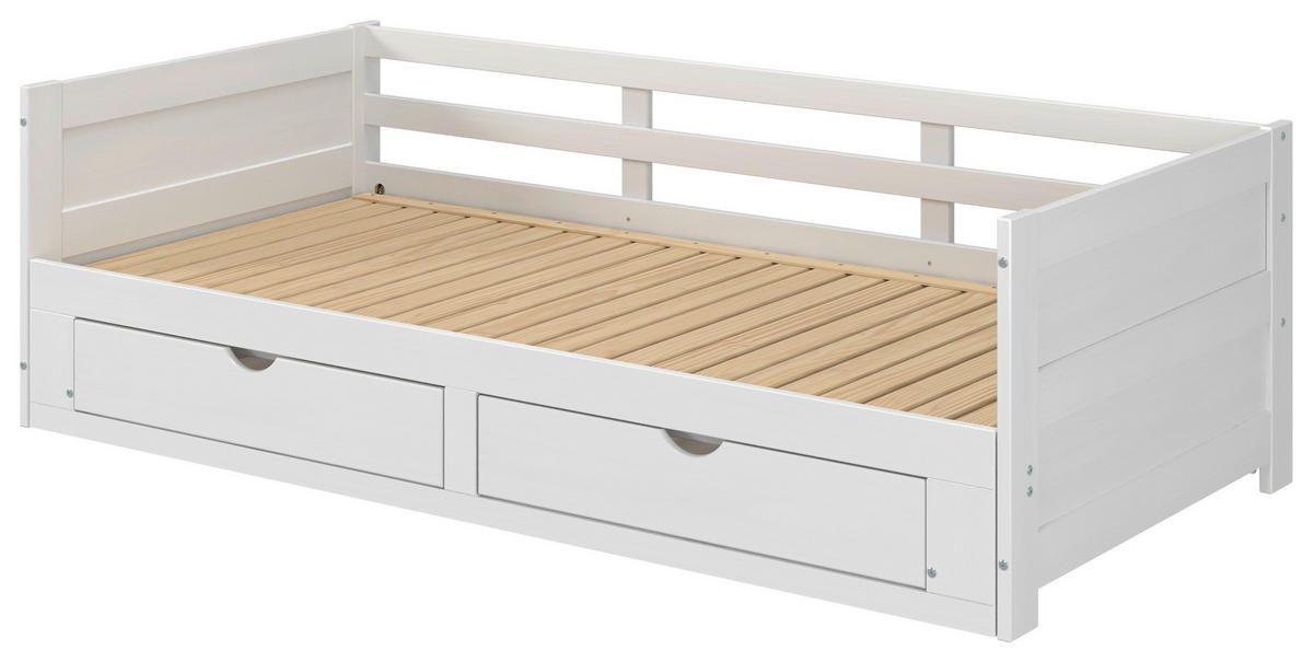 AUSZIEHBETT 200/100 cm Weiss  - Weiss/Naturfarben, Modern, Holz/Holzwerkstoff (200/100cm) - MID.YOU