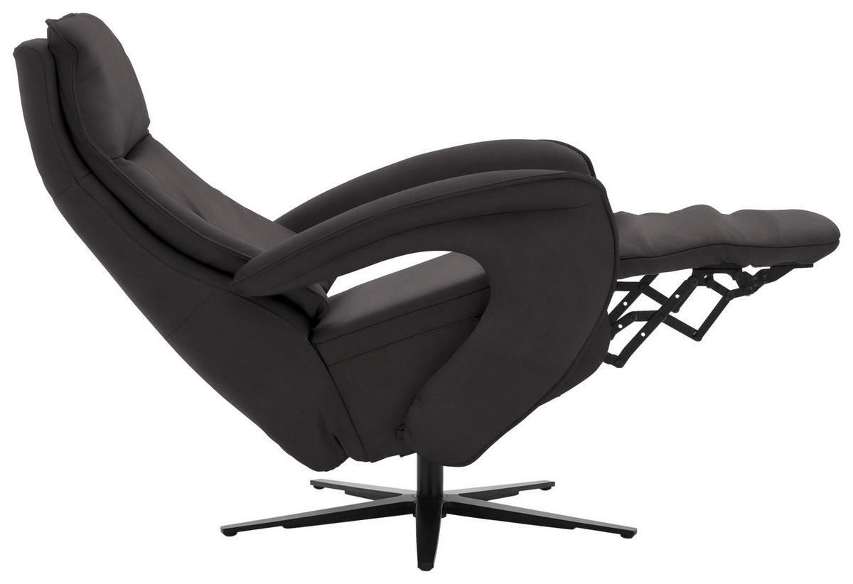 RELAXSESSEL in Leder Dunkelbraun  - Dunkelbraun/Schwarz, Design, Leder/Metall (77/110/87cm) - Valdera