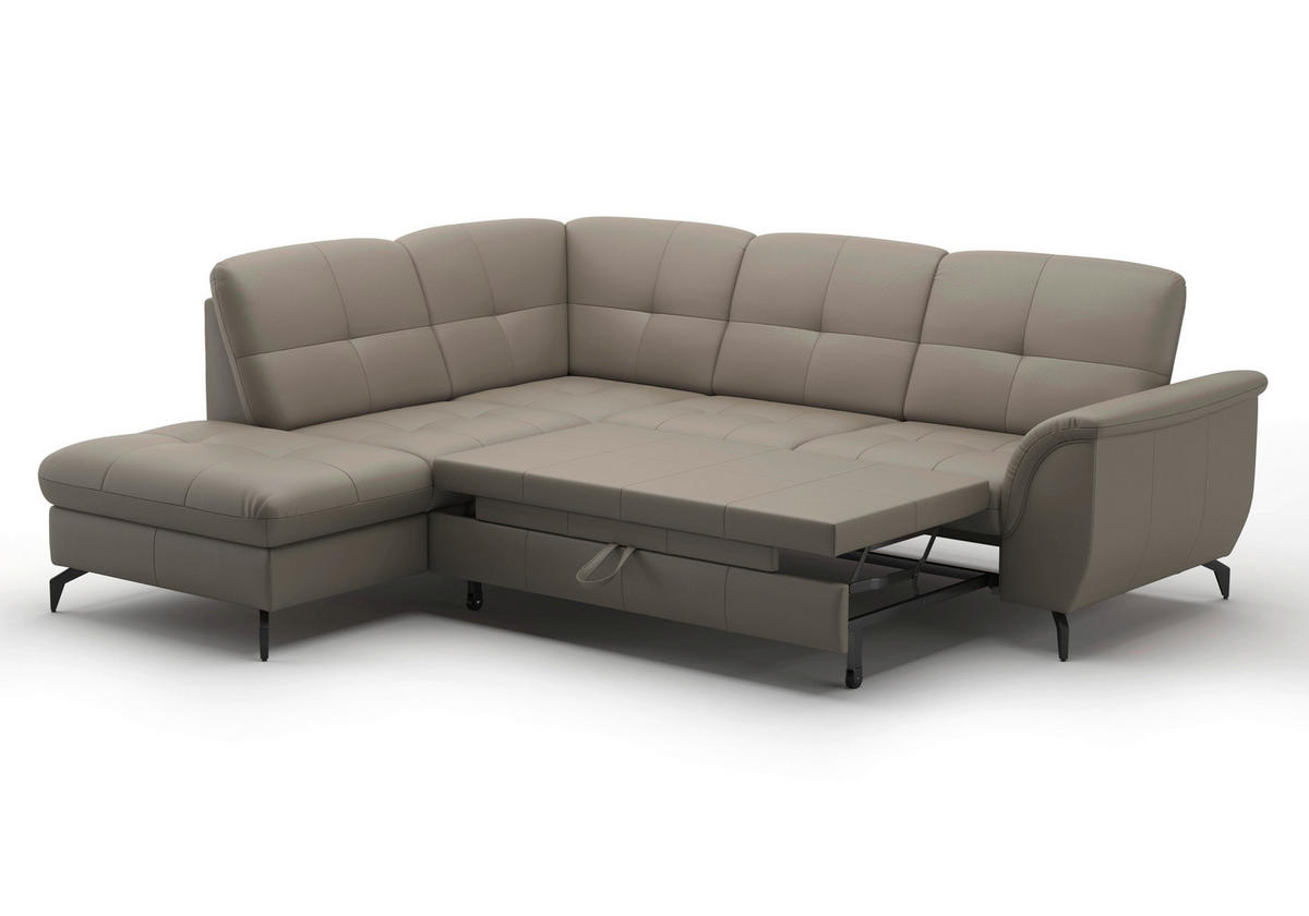 ECKSOFA ZORA E Grau Echtleder  - Schwarz/Grau, MODERN, Leder/Metall (212/244cm) - Sit & More