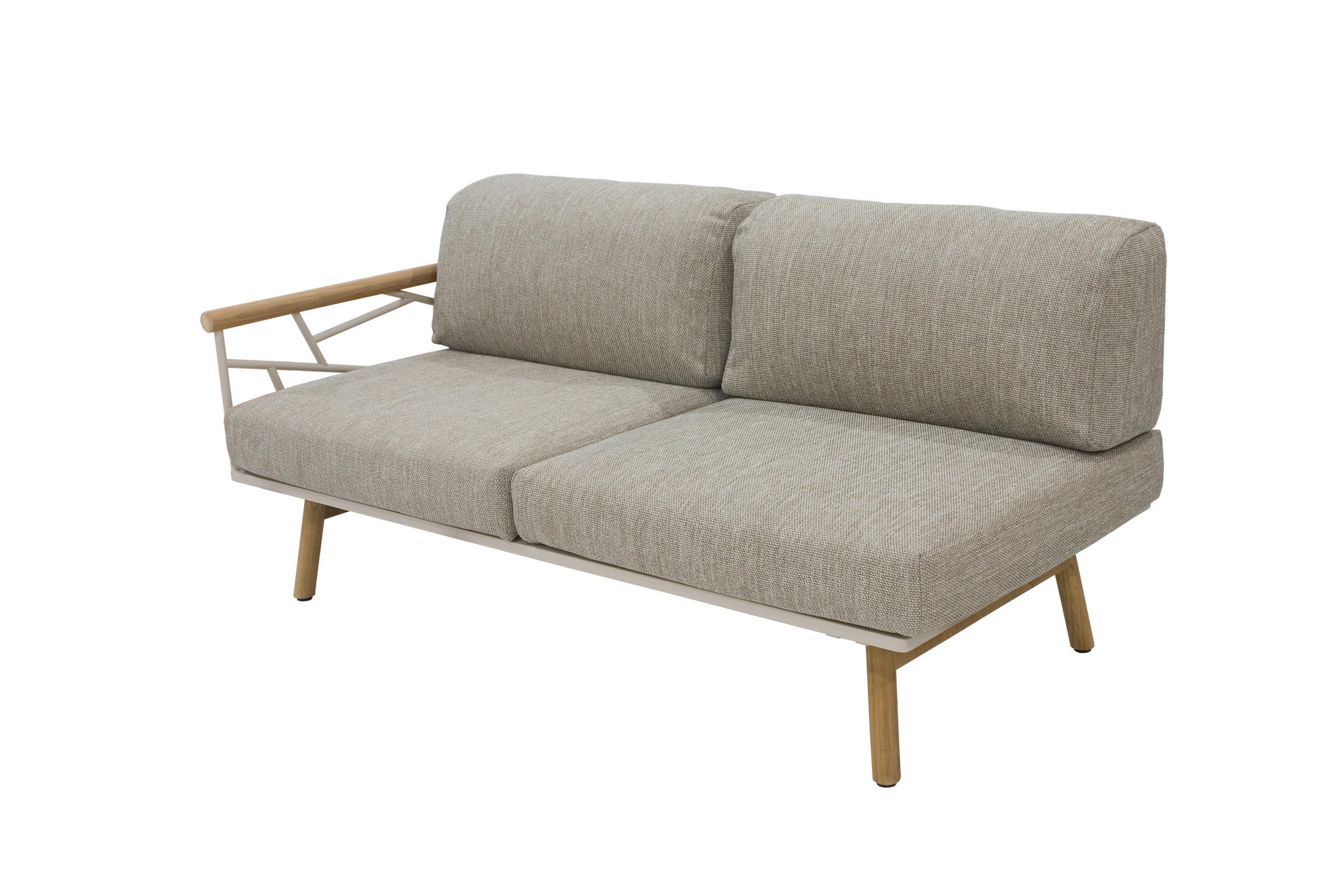 LOUNGESOFA 150/78/77 cm Teakholz massiv, Hartholz Edelstahl  - Taupe, Basics, Holz/Textil (150/78/77cm) - Zebra 