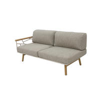 LOUNGESOFA 150/78/77 cm Teakholz massiv, Hartholz Edelstahl  - Taupe, Basics, Holz/Textil (150/78/77cm) - Zebra 