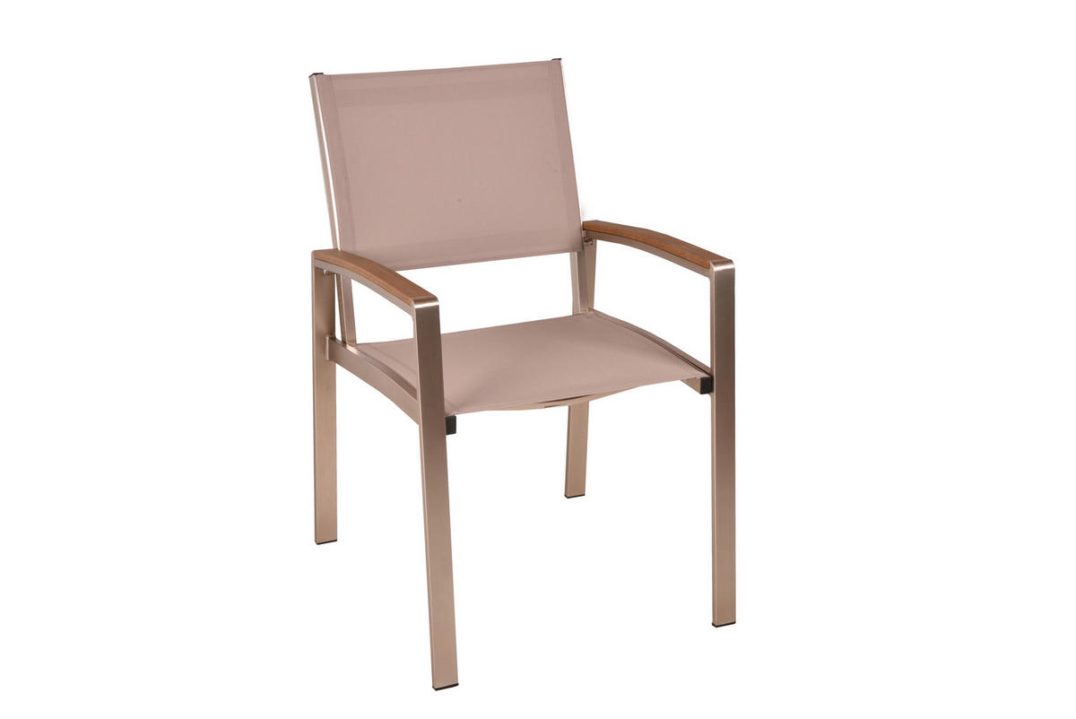 GARTENSTUHL-SET Aluminium Grau, Champagner  - Champagner/Grau, Basics, Kunststoff/Metall (56/87,5/59cm) - Gardenson