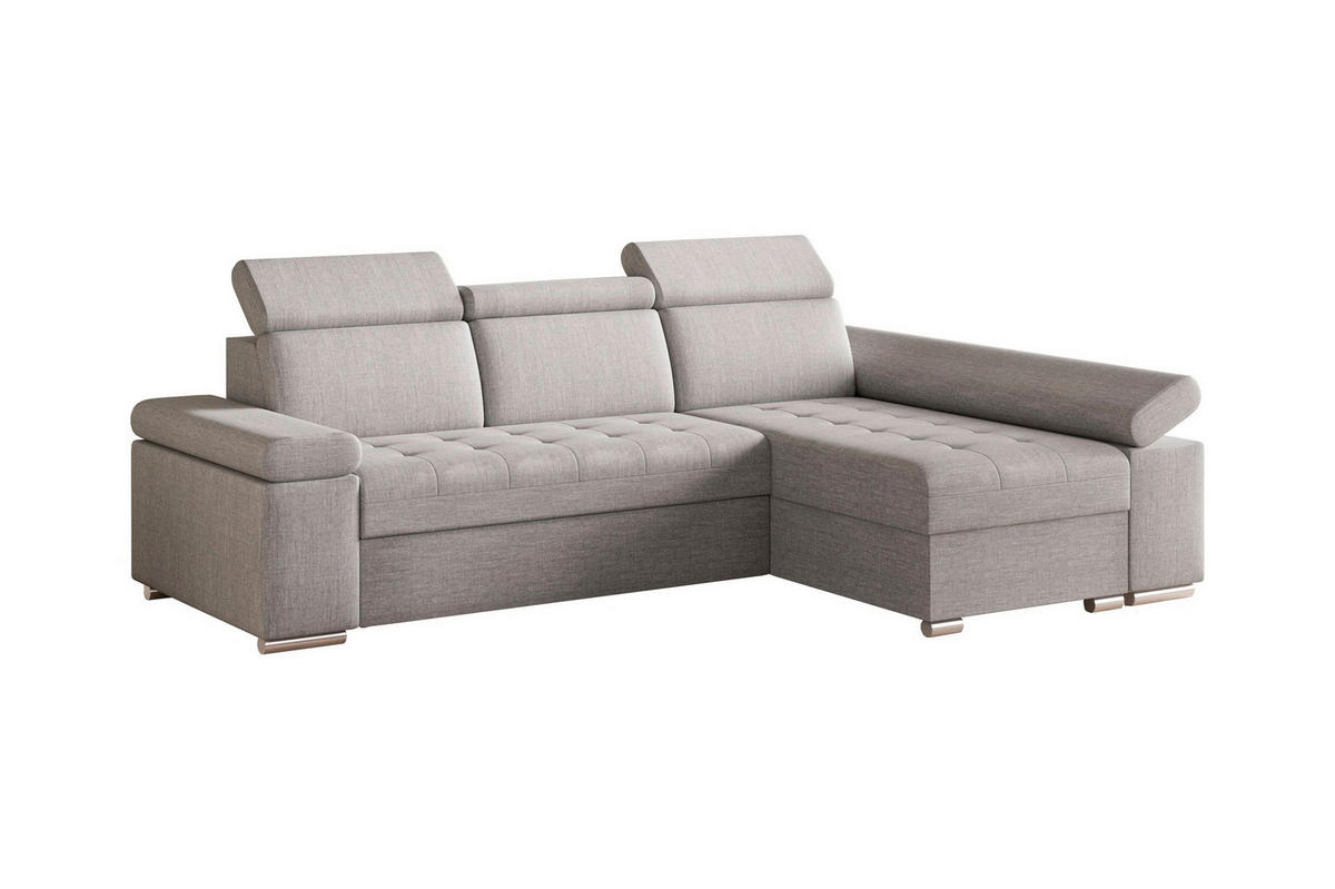 ECKSOFA TORONTO in Webstoff Hellgrau  - Silberfarben/Hellgrau, Design, Kunststoff/Textil (260/168cm) - MID.YOU