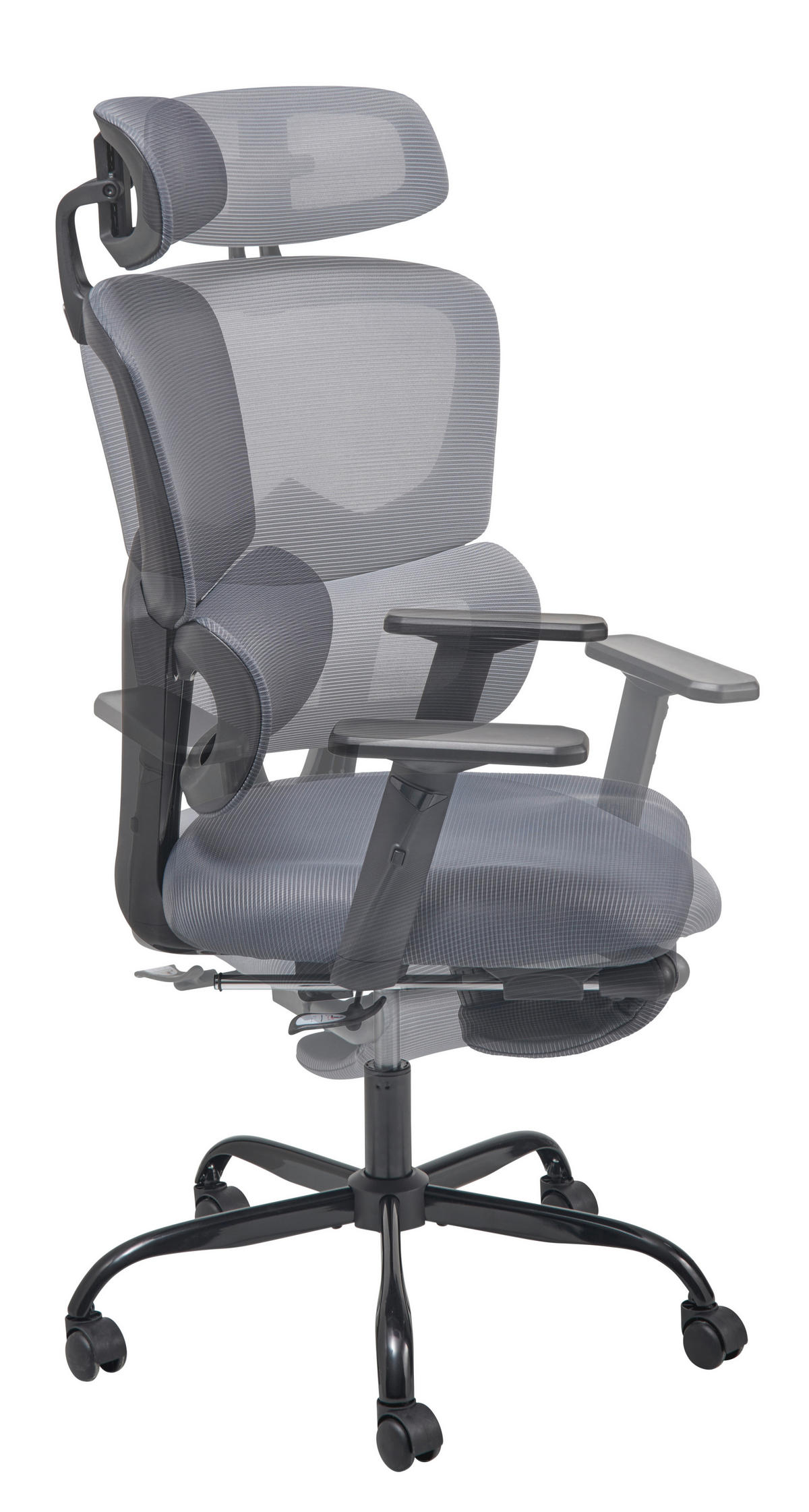 DREHSTUHL Netzbespannung Grau, Schwarz  - Schwarz/Grau, MODERN, Kunststoff/Textil (65/115-123/68cm) - Livetastic