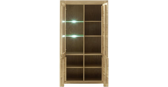 VITRINE in massiv Wildeiche Wildeiche - Wildeiche/Schwarz, Natur, Glas/Holz (109/199/45cm) - Carryhome