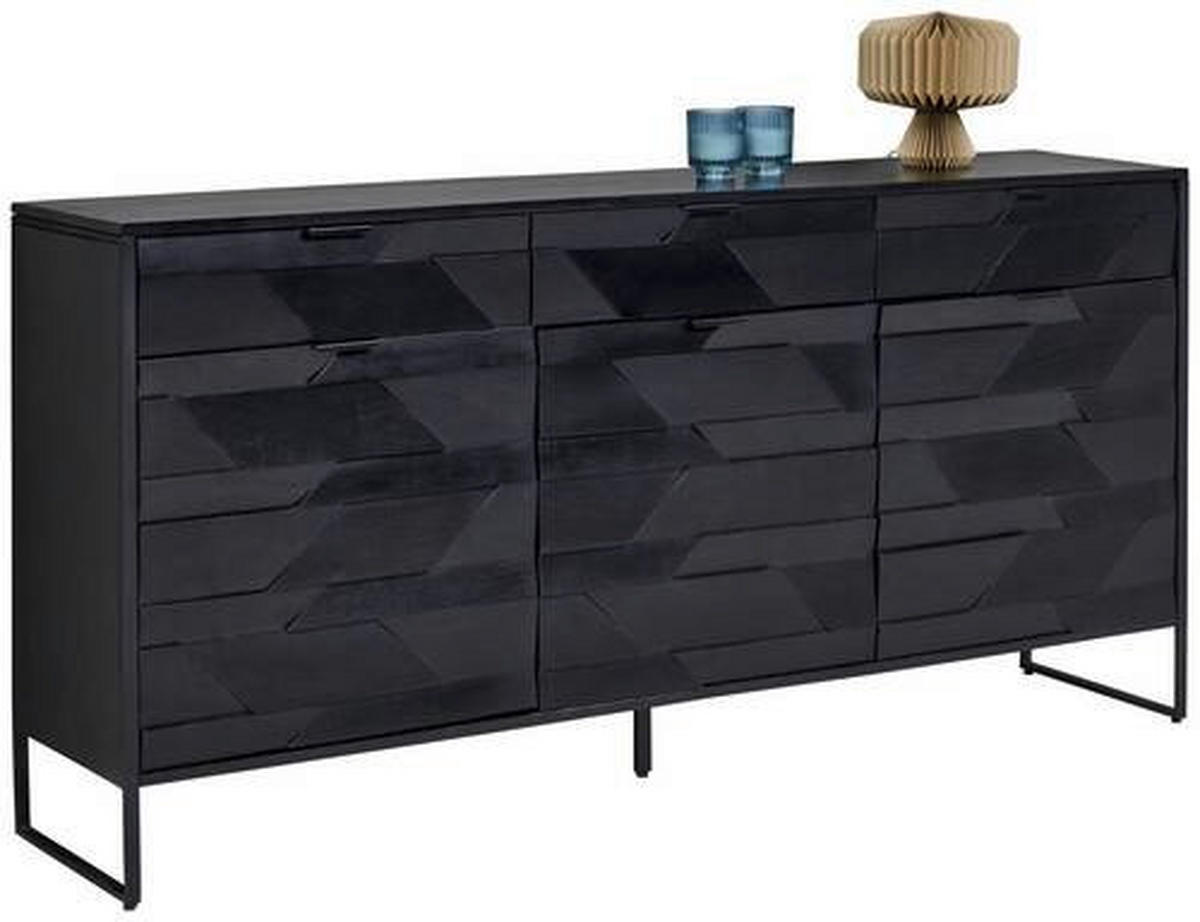SIDEBOARD Schwarz  175/86/40 cm  - Schwarz, Trend, Holz/Metall (175/86/40cm) - Ambia Home