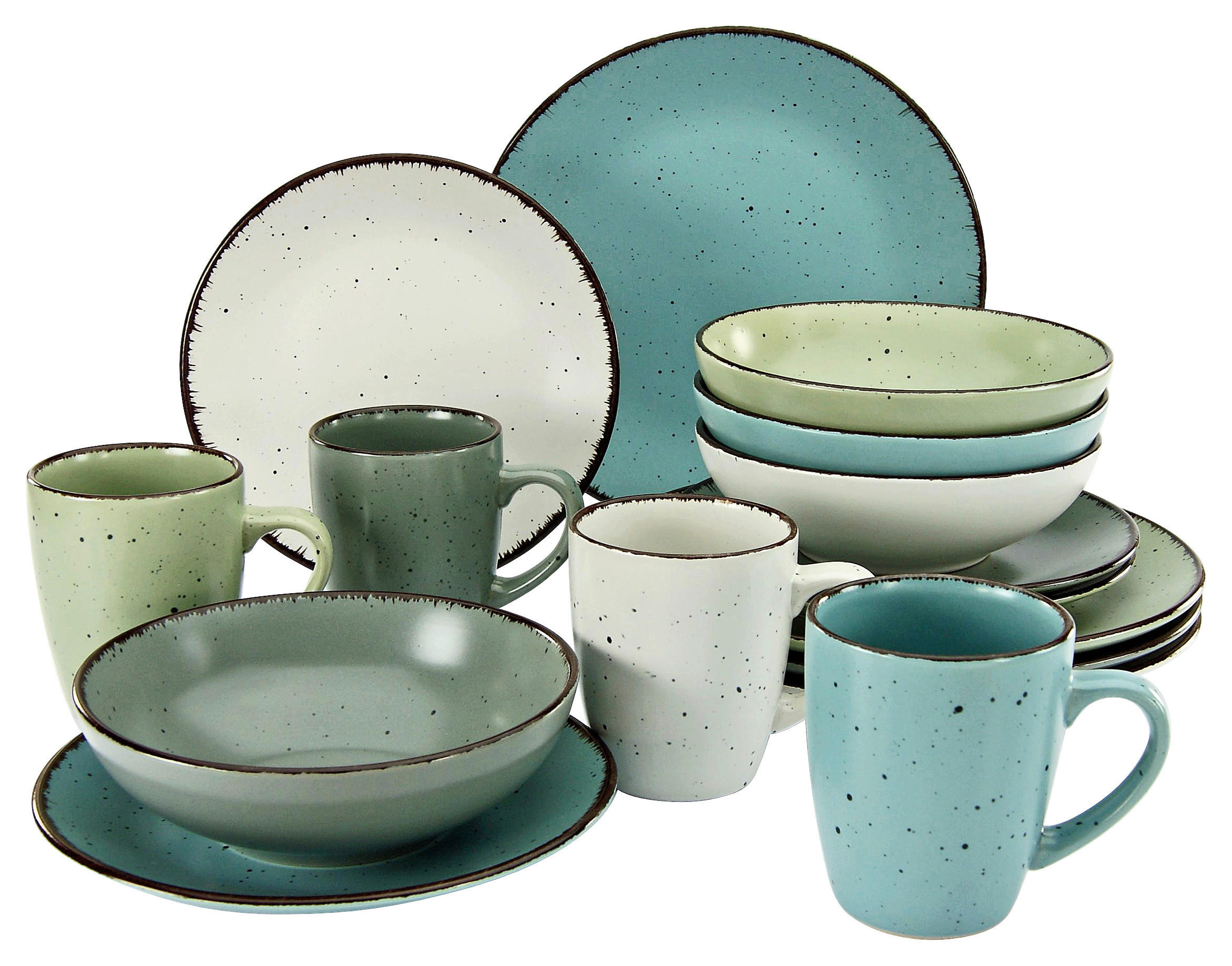 KOMBINOVANÁ SOUPRAVA, 16dílné, kamenina - vícebarevná, Konvenční, keramika - Creatable