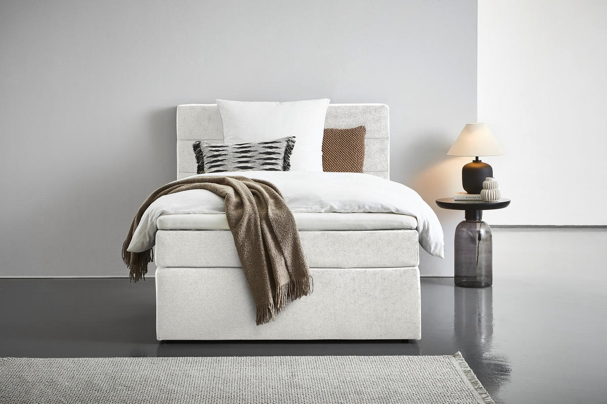 POSTELJA BOXSPRING 140 cm   x 200 cm  , tekstil sivobela  - črna/sivobela, Konvencionalno, tekstil (140/200cm) - Carryhome