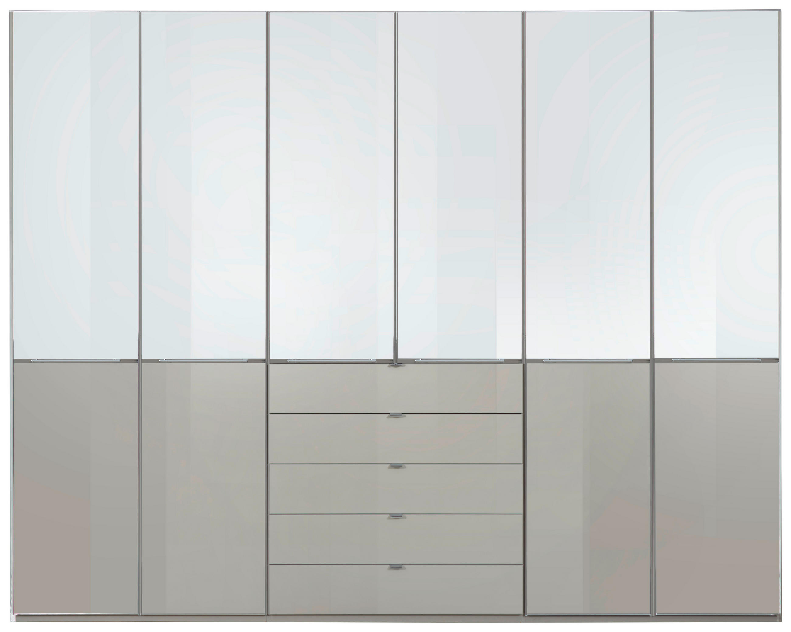 SKRIŇA S OTOČNÝMI DVERAMI, sivá, biela, 300/236/58 cm - sivá/biela, Design, kov/kompozitné drevo (300/236/58cm) - Novel