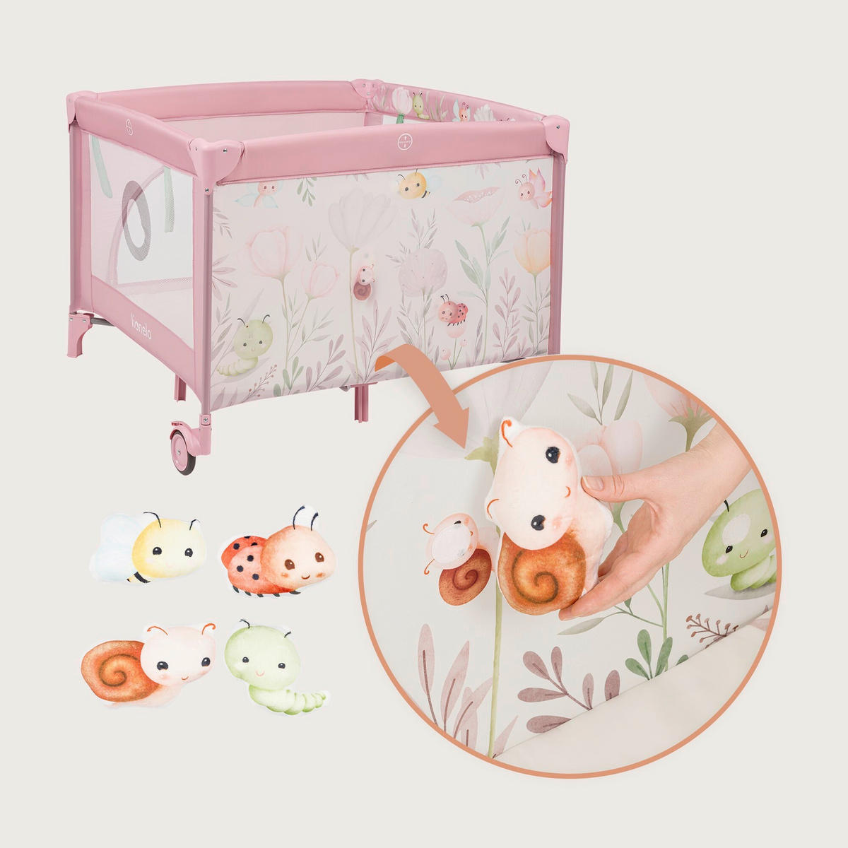LAUFGITTER Mille Plus  100/100/77 cm  - Rosa, Basics, Textil (100/100/77cm) - Lionelo