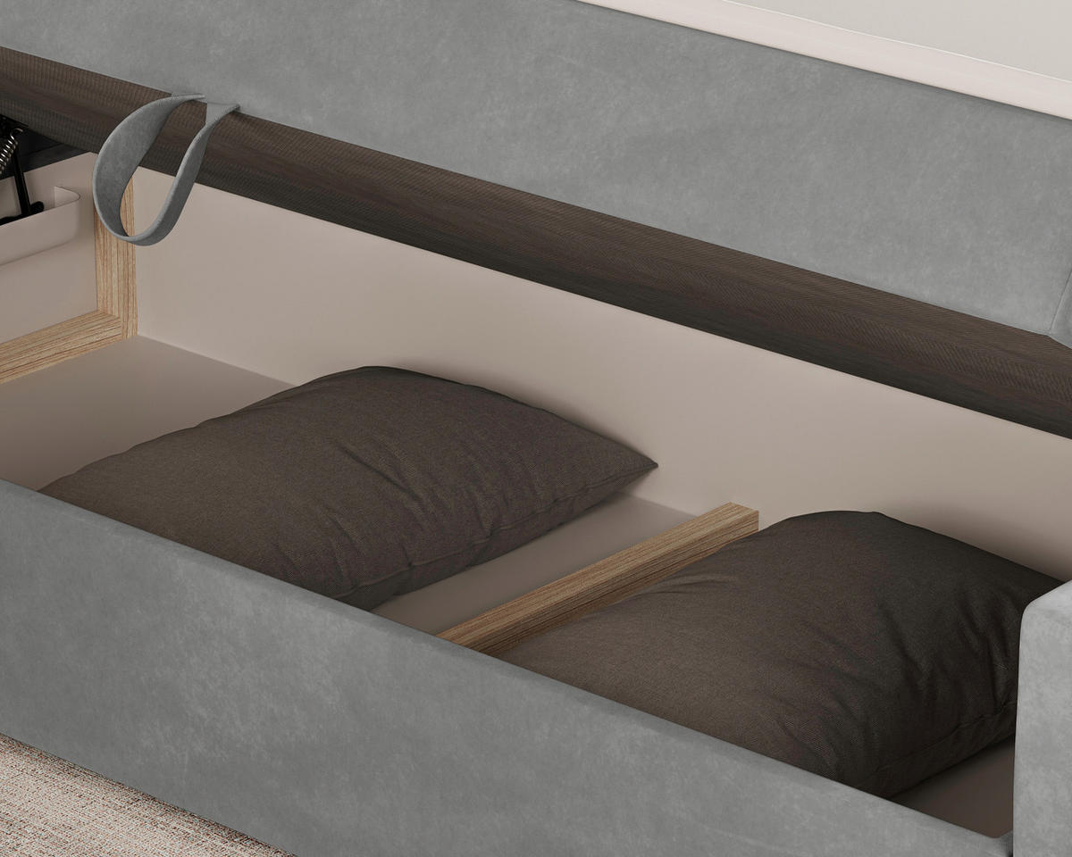 BOXBETT 180/200 cm  in Graphitfarben  - Schwarz/Graphitfarben, MODERN, Kunststoff/Textil (180/200cm) - Chameo
