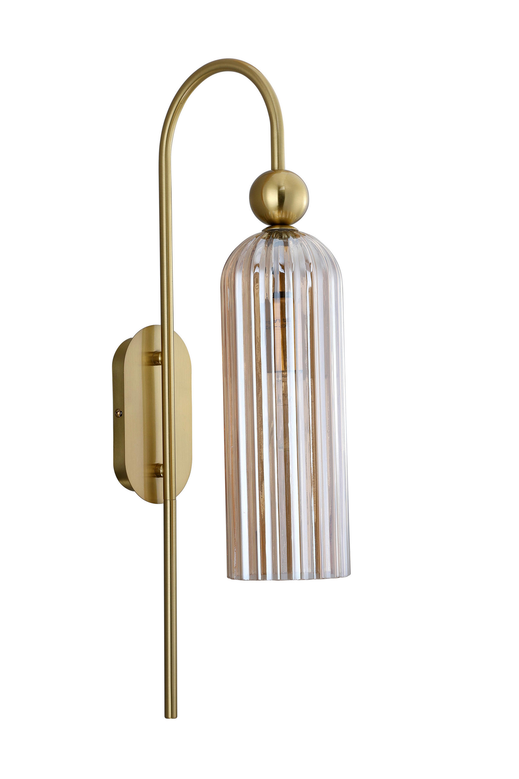 WANDLEUCHTE Piega 23.5/10/56.5 cm  - Goldfarben/Bernsteinfarben, KONVENTIONELL, Glas (23.5/10/56.5cm)