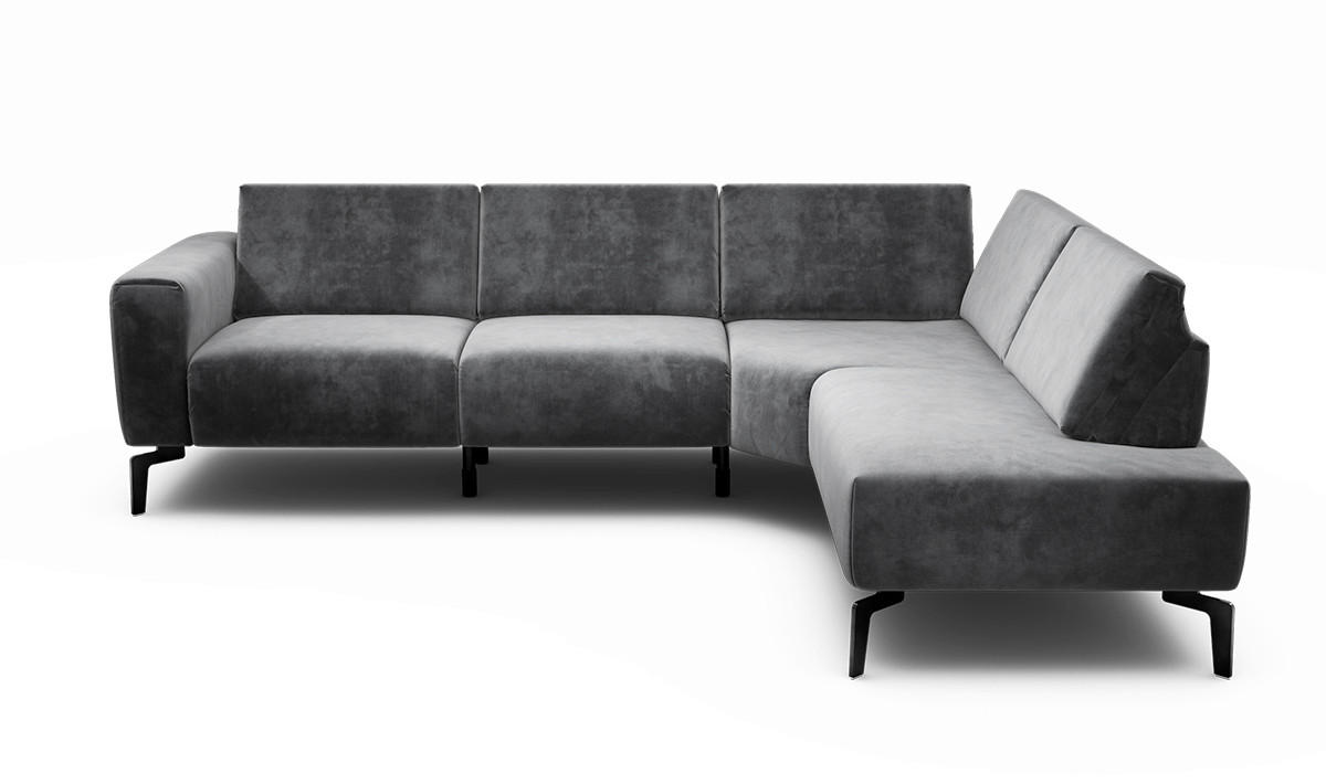 ECKSOFA Cosy Anthrazit Samt  - Anthrazit/Schwarz, Design, Textil/Metall (256/193cm) - SENSOO