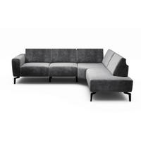 ECKSOFA Cosy Anthrazit Samt  - Anthrazit/Schwarz, Design, Textil/Metall (256/193cm) - SENSOO
