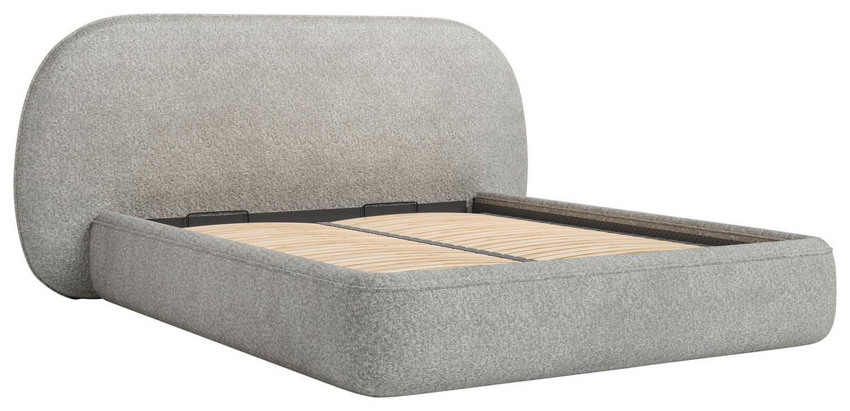 STOPPAD SÄNG ,160/200 cm  i kola  - svart/kola, Modern, metall/trämaterial (160/200cm) - MID.YOU