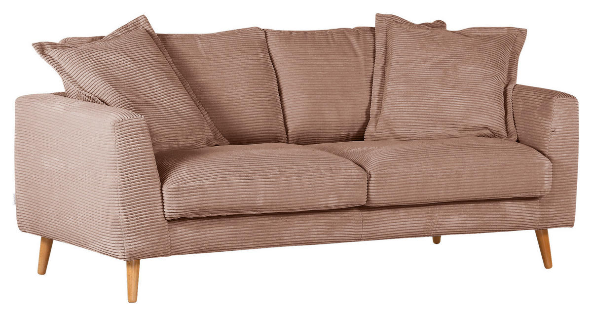 2,5-SITZER in Cord Altrosa  - Altrosa/Naturfarben, ROMANTIK / LANDHAUS, Holz/Textil (195/69/100cm) - Landscape