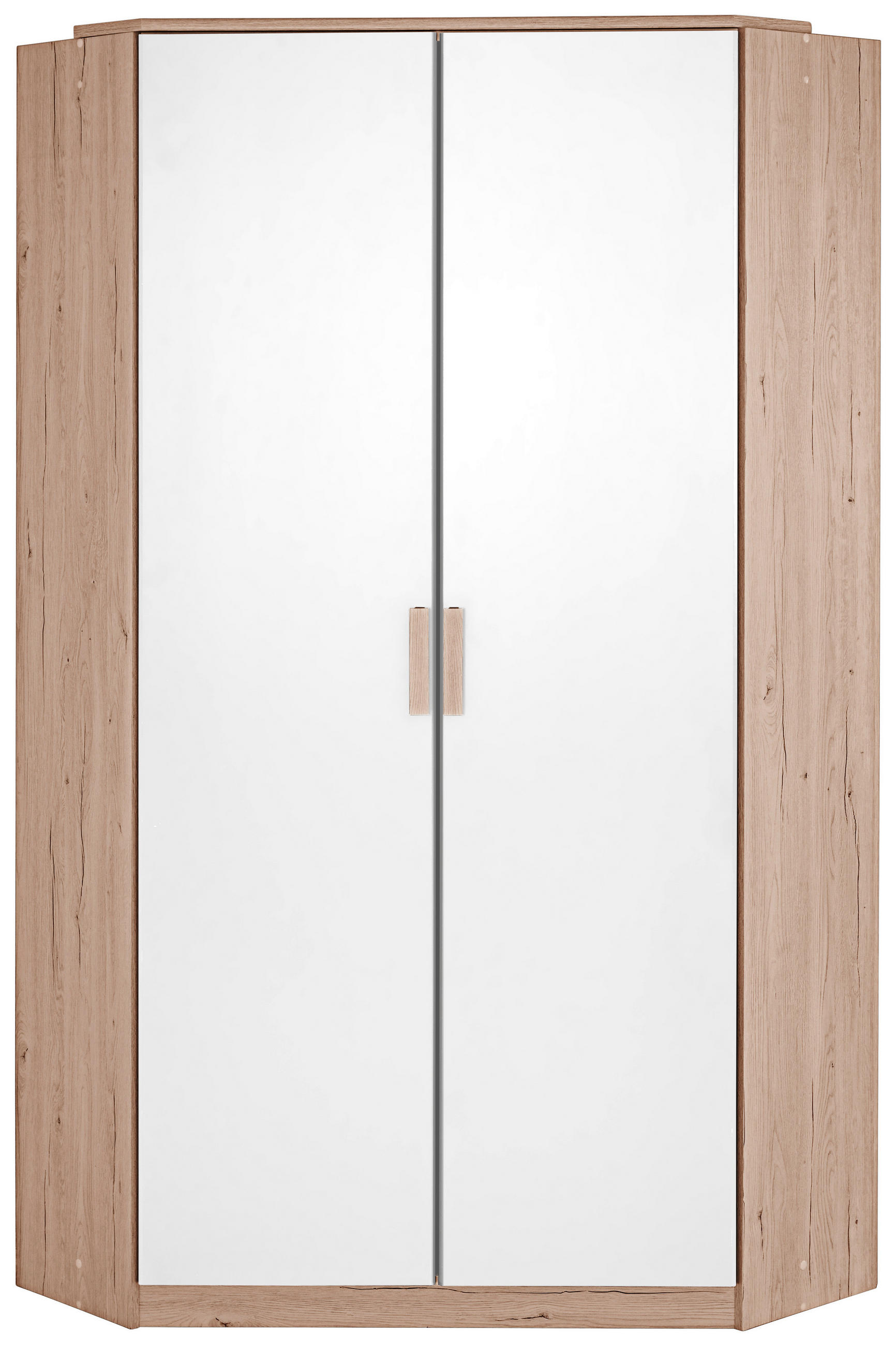 KOTNA OMARA ZA OBLAČILA, bela, barve hrasta  - barve hrasta/bela, Design, umetna masa/leseni material (95/198cm) - Novel