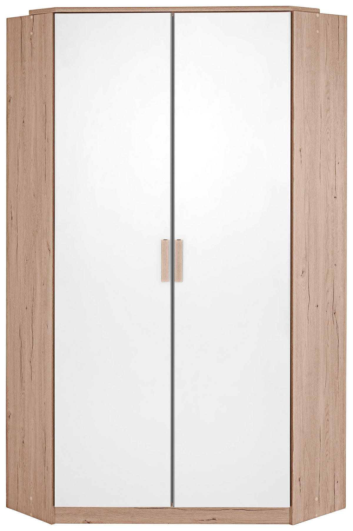 KOTNA OMARA ZA OBLAČILA, bela, barve hrasta  - barve hrasta/bela, Design, umetna masa/leseni material (95/198cm) - Novel