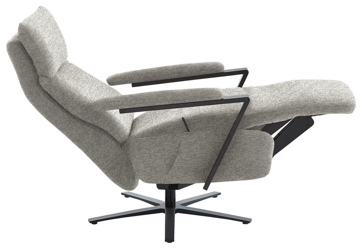 RELAXSESSEL in Textil Hellgrau  - Hellgrau/Schwarz, Design, Textil/Metall (68/117/85cm) - Cantus