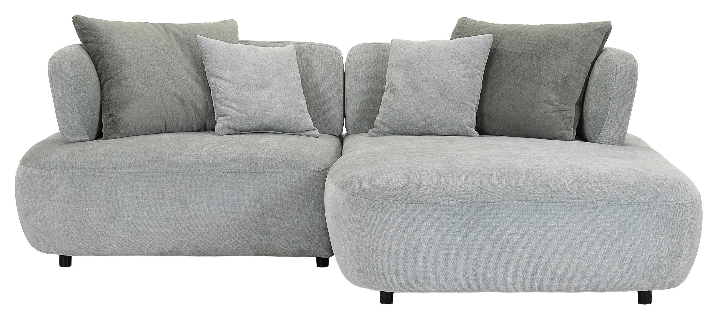 ECKSOFA Mintgrün Flachgewebe Zierkissen, Rückenkissen, Rücken echt, Sitztiefenverstellung  - Salbeigrün/Schwarz, MODERN, Kunststoff/Textil (240/190cm) - Ambia Home