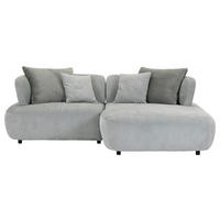 ECKSOFA Mintgrün Flachgewebe Zierkissen, Rückenkissen, Rücken echt, Sitztiefenverstellung  - Salbeigrün/Schwarz, MODERN, Kunststoff/Textil (240/190cm) - Ambia Home