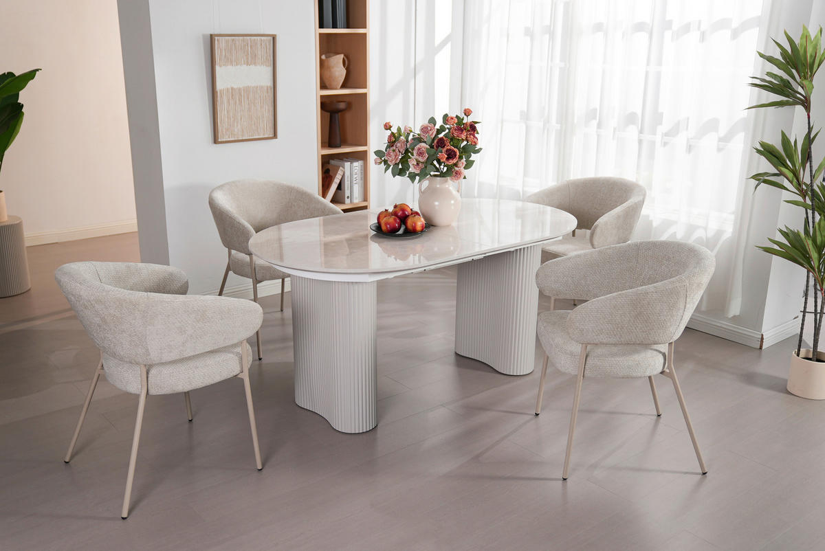 ARMLEHNSTUHL  in Eisen Chenille  - Beige, LIFESTYLE, Holz/Textil (60/81/60cm) - Livetastic