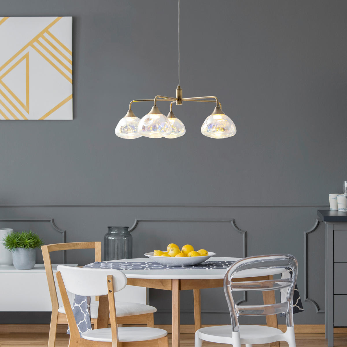 LED-HÄNGELEUCHTE Varna 50/120 cm   - Messingfarben, Design, Glas/Metall (50/120cm) - Näve