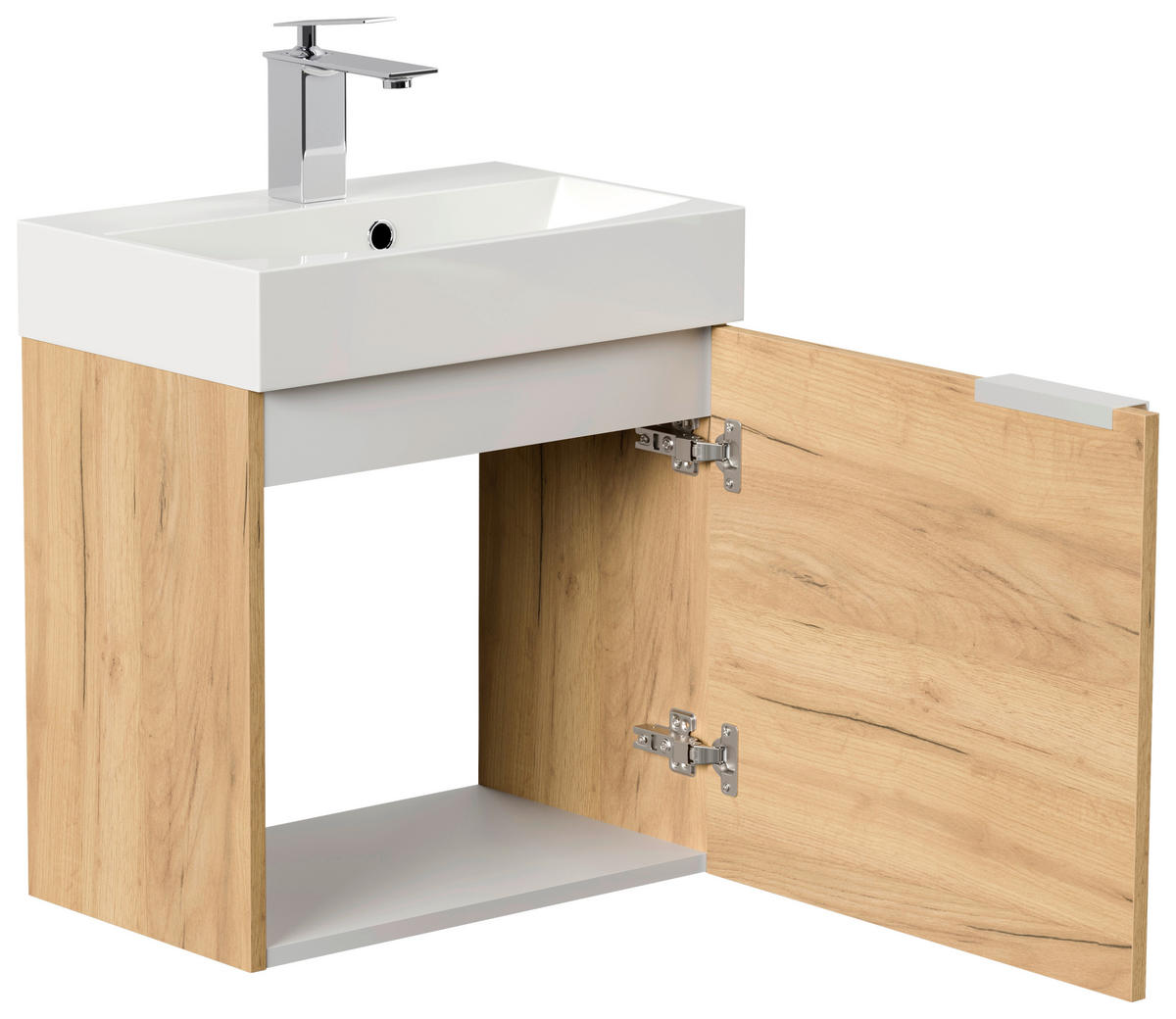 GÄSTEBAD 50 cm  - Eichefarben/Silberfarben, MODERN, Holzwerkstoff/Stein (50cm) - MID.YOU