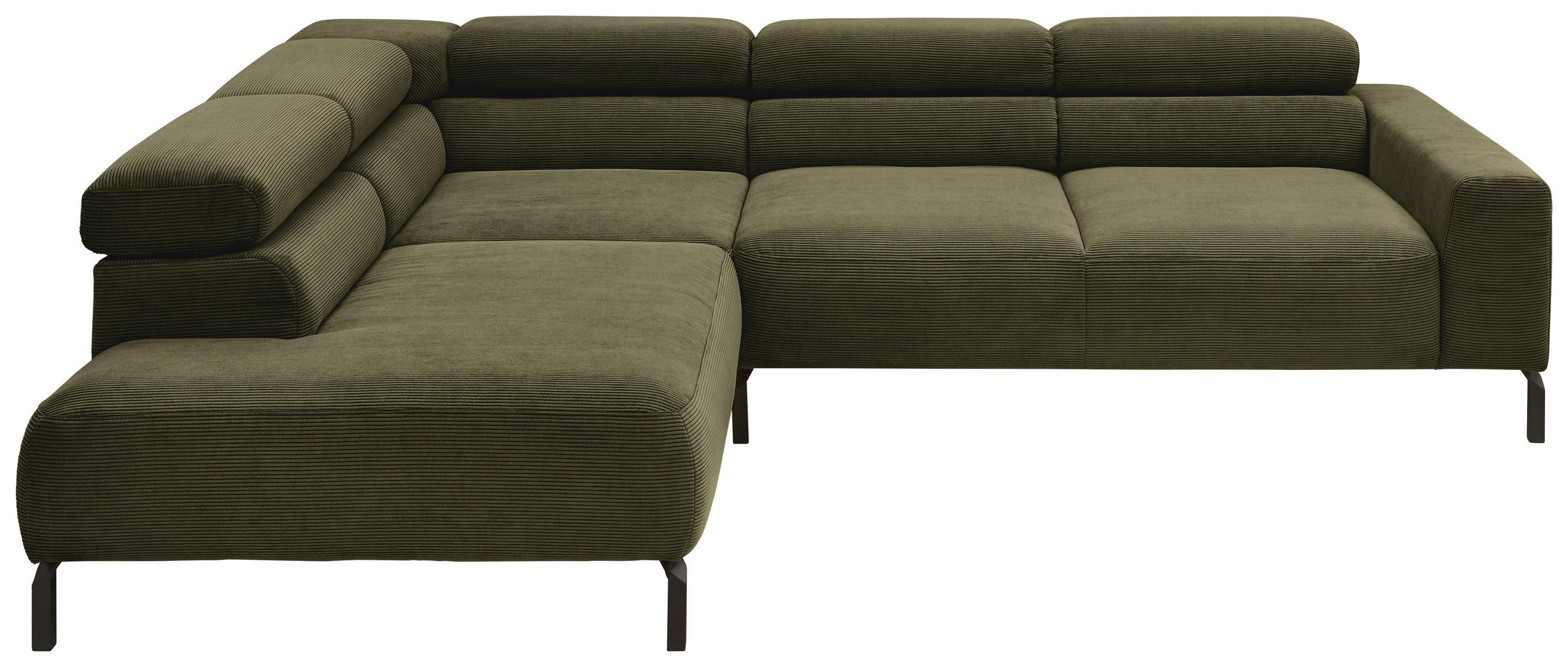 ECKSOFA in Feincord Dunkelgrün  219/273 cm  - Dunkelgrün/Schwarz, Design, Textil/Metall (219/273cm) - Pure Home Lifestyle