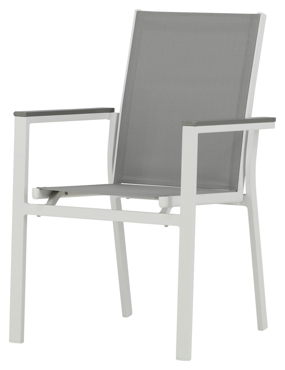 GARTENSTUHL-SET Aluminium Grau, Weiß  - Weiß/Grau, KONVENTIONELL, Textil/Metall (57/90/60cm) - Gardenson