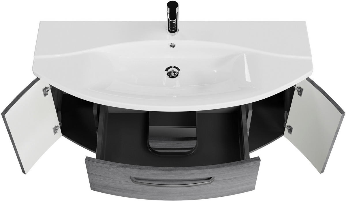 BADEZIMMER 3-teilig  in 120,5 cm  - Chromfarben/Graphitfarben, MODERN, Glas/Keramik (120,5cm) - Sadena