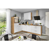 ECKKÜCHE 175/275 cm  in Weiß, Eichefarben  - Eichefarben/Schwarz, Design, Holzwerkstoff/Metall (175/275cm) - Xora