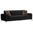 BIGSOFA in Samt Schwarz  - Goldfarben/Multicolor, Trend, Textil/Metall (235/90/100cm) - Carryhome