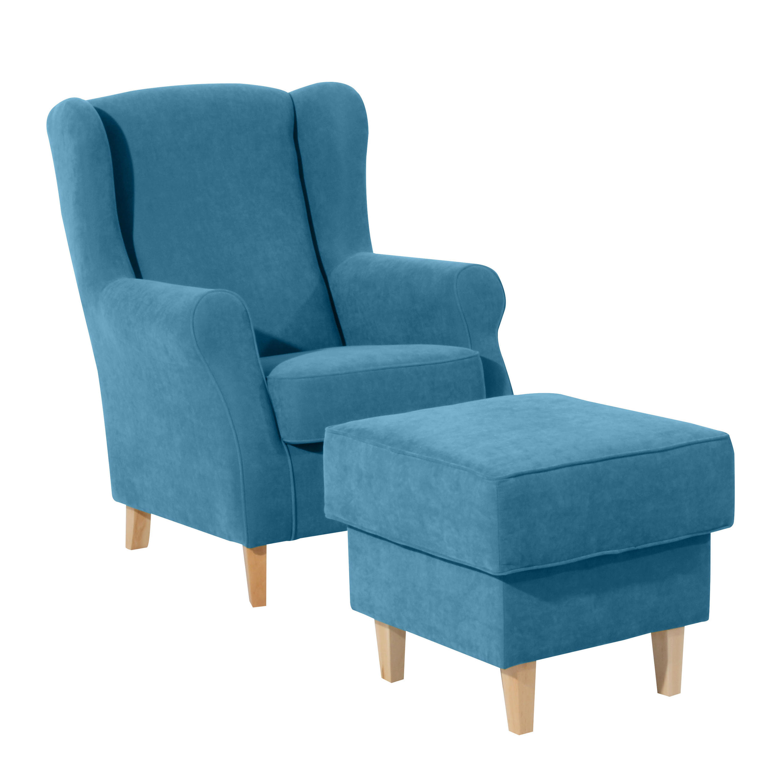 HOCKER in Textil Petrol  - Buchefarben/Petrol, Design, Holz/Textil (53/45/53cm) - Max Winzer