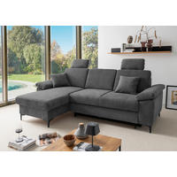 ECKSOFA Chenille Anthrazit  - Anthrazit/Schwarz, Konventionell, Textil/Metall (151/245cm) - Livetastic