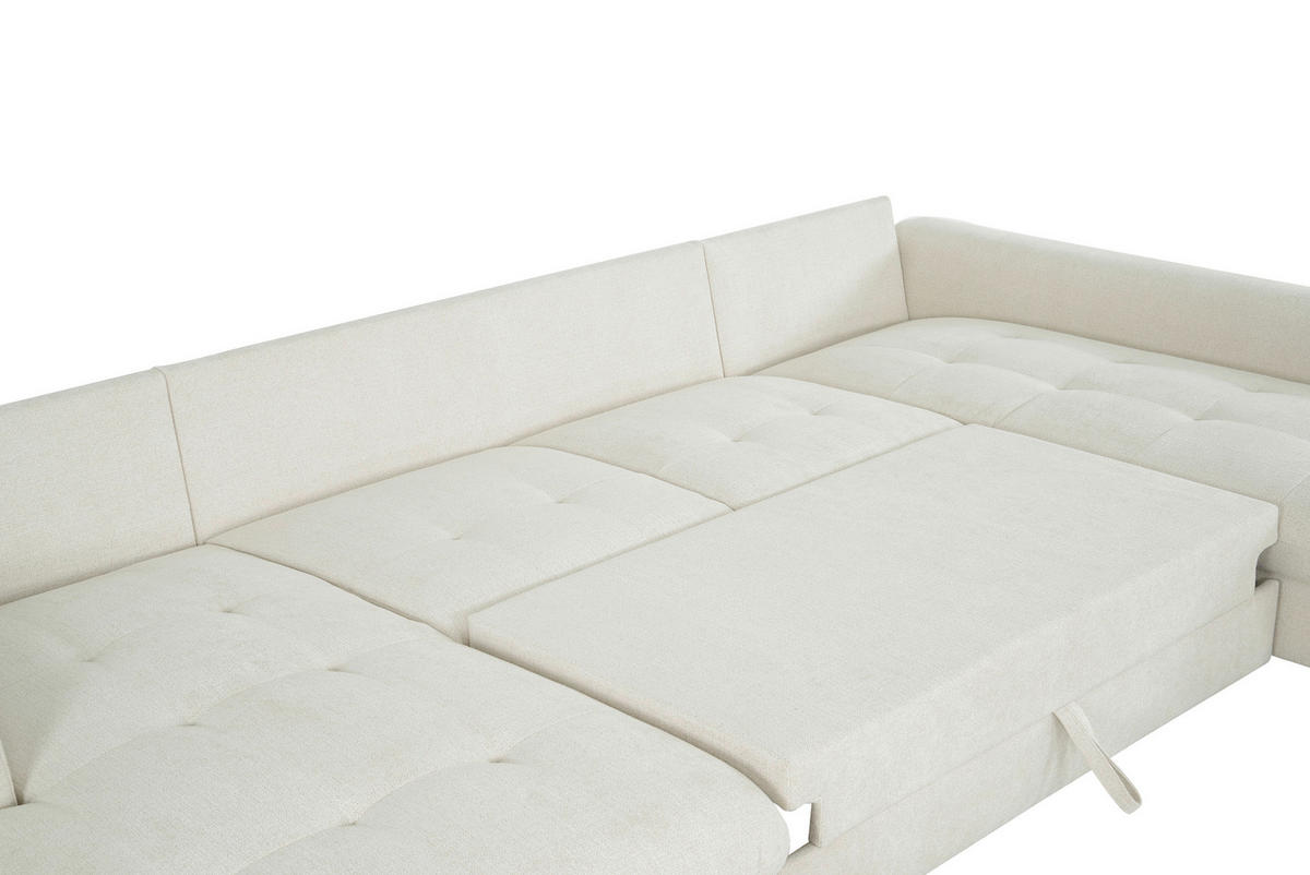 WOHNLANDSCHAFT Beige Chenille  - Beige/Schwarz, KONVENTIONELL, Textil/Metall (188/340/160cm) - Xora