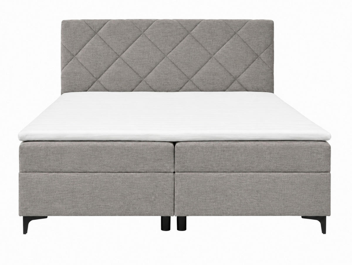 BOXBETT 160/200 cm,  in Taupe, Bettkasten, Topper, H3 + H3 = fest  - Taupe/Schwarz, MODERN, Holz/Textil (160/200cm) - MID.YOU