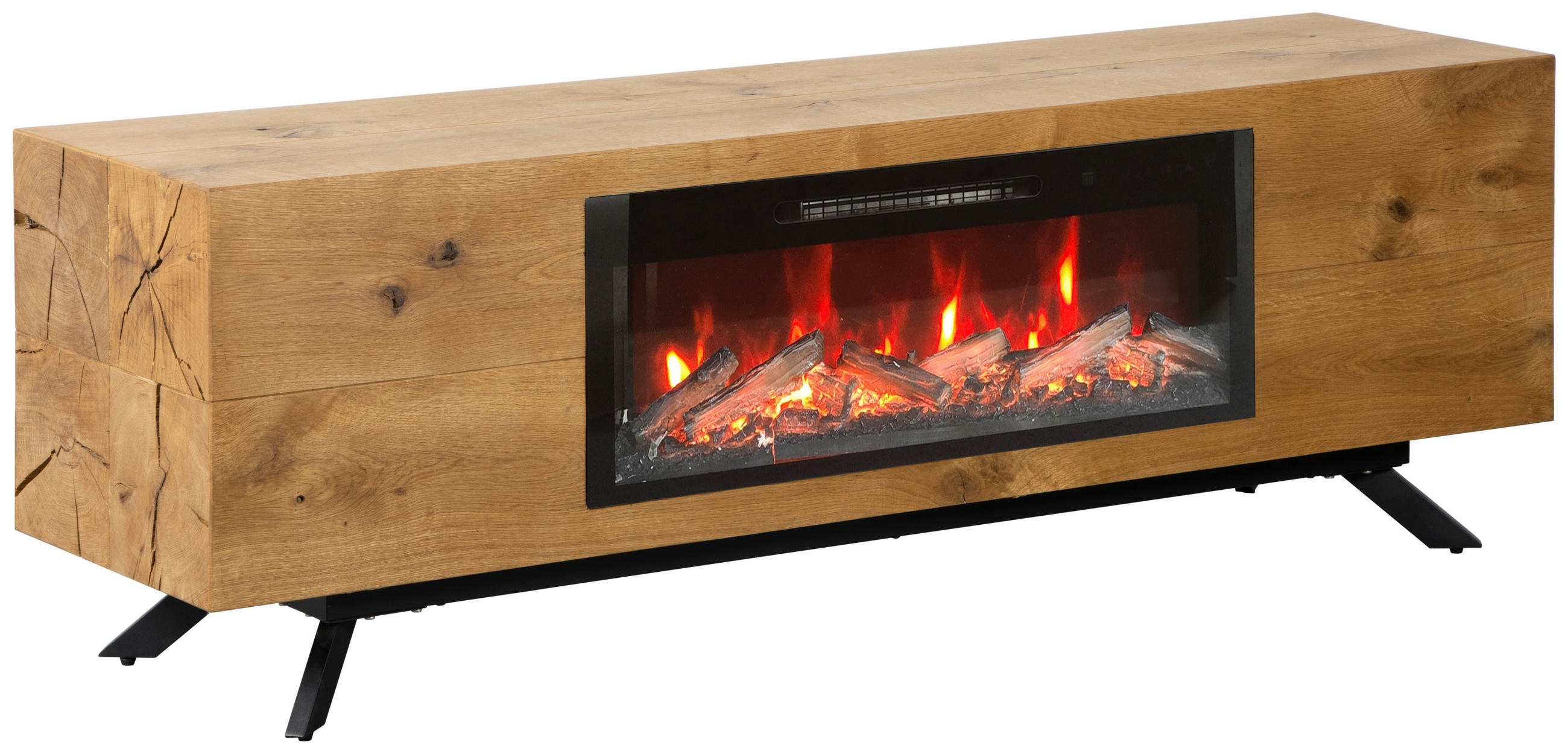 ELEKTROKAMIN - Eichefarben/Schwarz, MODERN, Holz/Holzwerkstoff (160/54/40cm) - Landscape